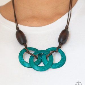 Bahama Drama Blue Wood Necklace